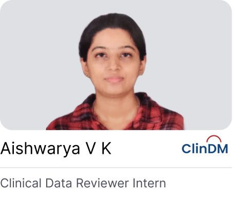 Aishwarya V K - Clinical Data Reviewer Intern at ClinDM, placed through CLINI INDIA