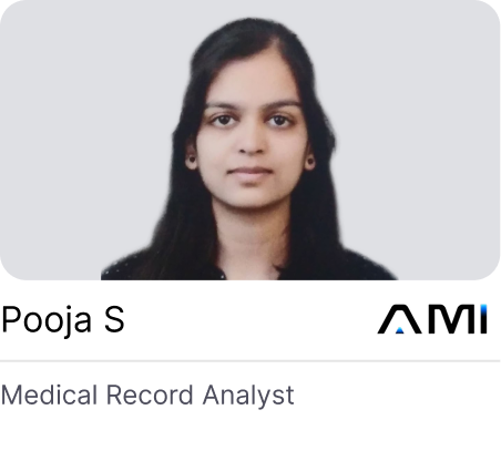 Pooja S - Medical Record Analyst at AMI, placed through CLINI INDIA