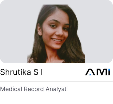 Shrutika S I - Medical Record Analyst at AMI, placed through CLINI INDIA