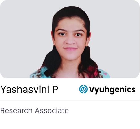 Yashasvini P - Research Associate at Vyuhgenics, placed through CLINI INDIA